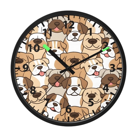 Cute Dog Wall Clock 12 Inch Voice Activated Night Light Silent Non Ticking