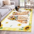 thumbnail image 1 of Cute Dog Washable Area Rugs 4'x6', Sunflower Daisy Yellow Plaid Summer Field Animal Low Pile Throw Living Room Rug Non-Slip Sturdy Edge Binding Carpet for Indoor Entryway Bedside Kitchen, 1 of 9