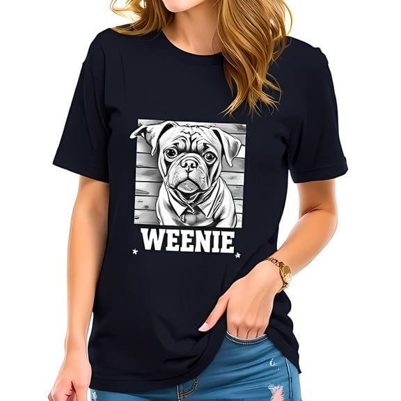 Cute Dog Weenie Graphic Cotton Short Sleeve T-Shirt for Dog Lovers - Playful Design Casual Style
