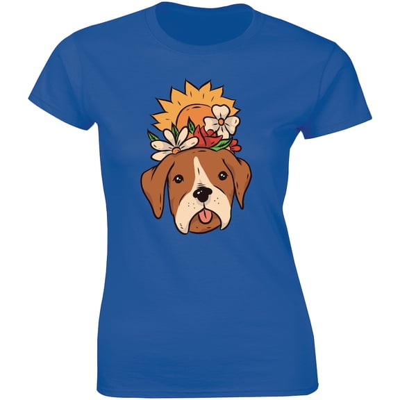 Cute Dog With Flower And Sun - Gift For Dog Lovers Women's T-Shirt