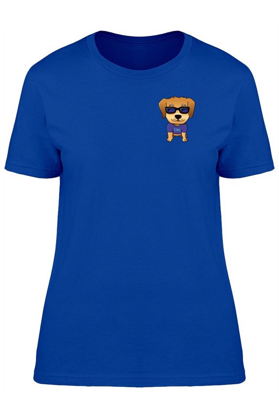 Cute Dog With Shirt And Glasses T-Shirt Women -Image by Shutterstock, Female Large