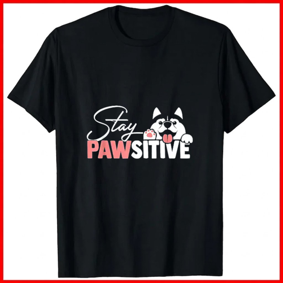 Cute Dog and Cat Animal Paw Interlocking Friendship Silhouette Unisex T-Shirt, up to size 5XL