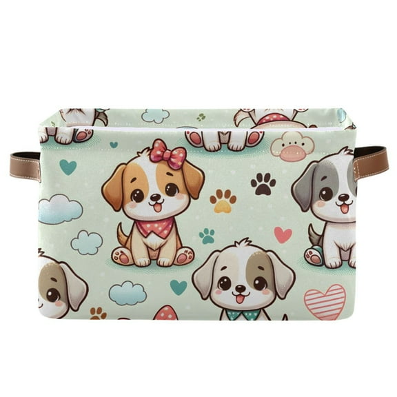 Cute Dog and Cloud Storage Basket Large Foldable Storage Bin Laundry Baskets Toys Box Book Foldable Organizer Bag 14.2x10.2x8.3 Inches 1 PC