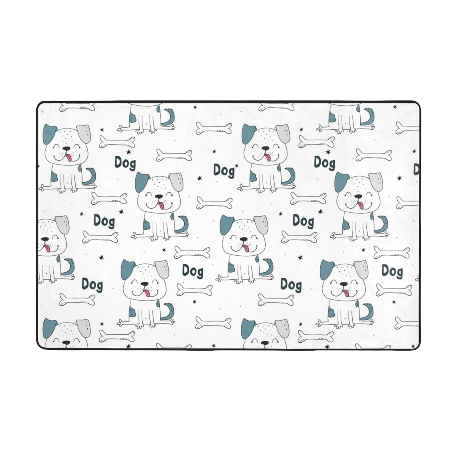 Cute Dog cartoon Shaggy Area Rug, Rugs for Living Room Bedroom Non Slip