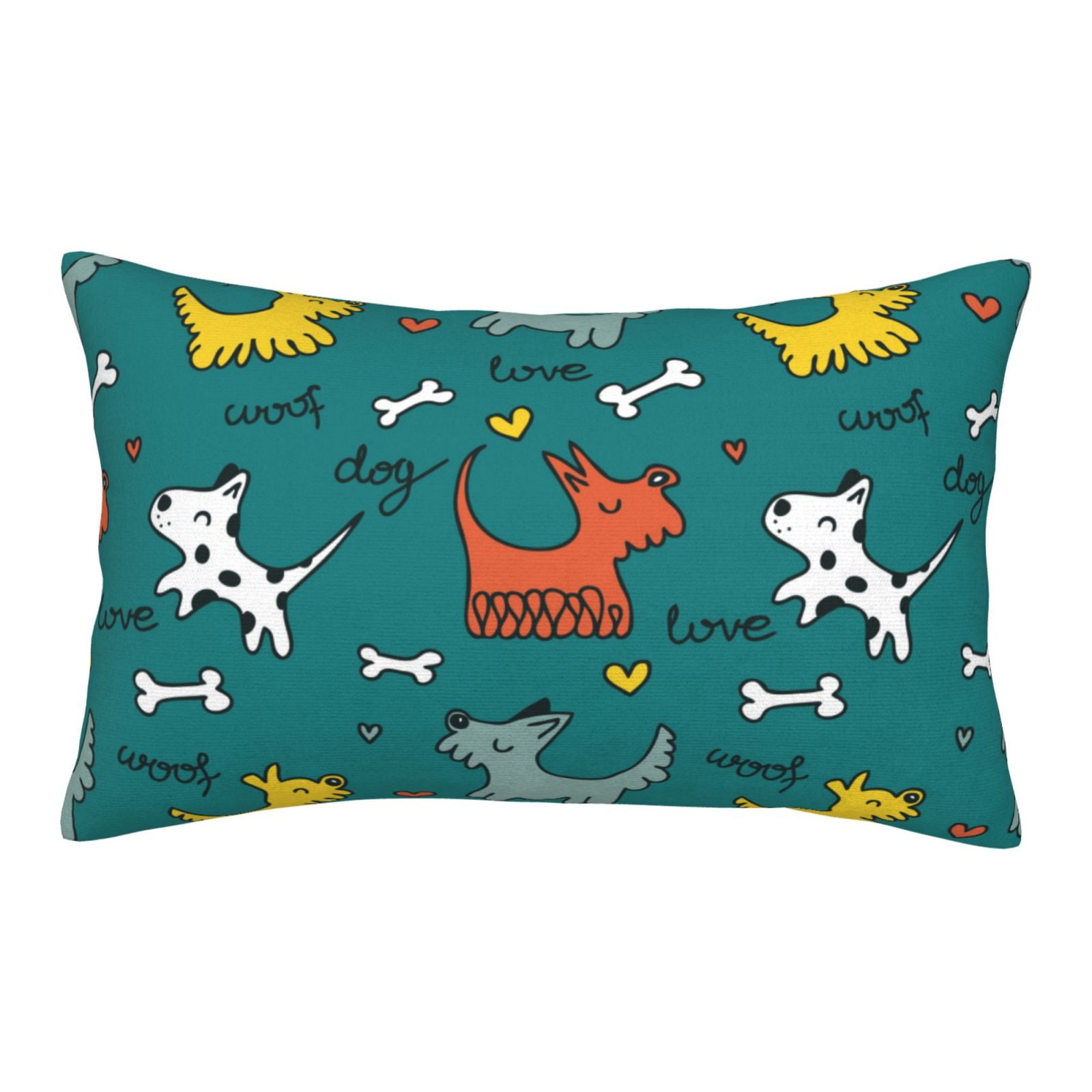Cute Dog green Throw Pillow Covers 16" x 24" , Decorative Microfiber