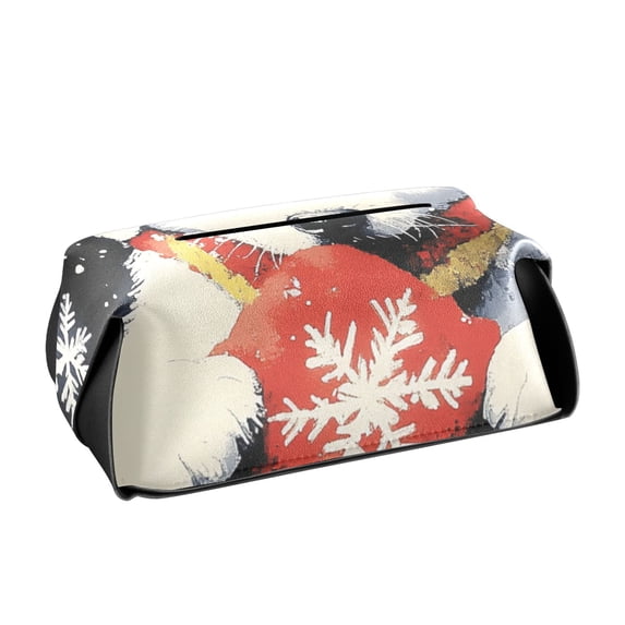 Cute Dog in The Snow Tissue Box Cover Leather Square Rectangle Tissue Box Holder for Bathroom Living Room Desk Office Decor