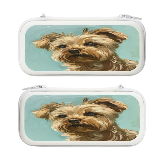 Cute Doggie, Carrying Case For Nintendo Switch & OLED Version, Eva Lightweight Shockproof Protective Pouch Case for Game Console & Accessories with 10 Game Card Slot & Wristband, White