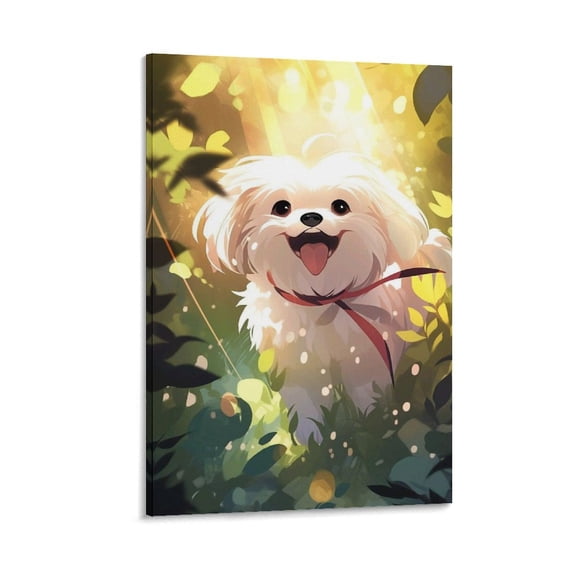 Cute Doggy for Bedroom Kids Maltese Dog Poster Cool Artworks Painting Wall Art Canvas Prints Hanging Picture Home Decor Posters Gift 24x36inch(60x90cm)