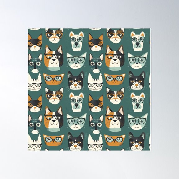 Cute Dogs And Cats Poster Wall Art, Modern Wall Decor For Living Room Bedroom, 24x24 UNFRAMED