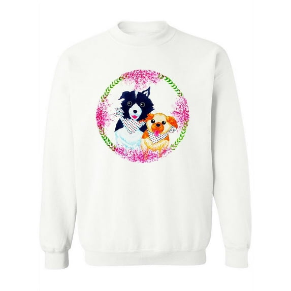 Cute Dogs And Flowers Sweatshirt Women -Image by Shutterstock, Female XX-Large
