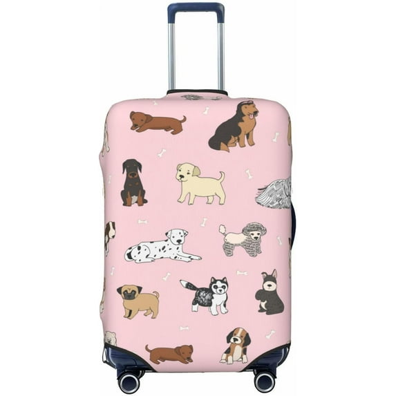Cute Dogs Animals Luggage Suitcase Covers Elastic Washable Cartoon Pets Luggage Protector Travel Suitcase Protective Cover For Kid And Adult, S (Fit 18-21 Inch Luggage)