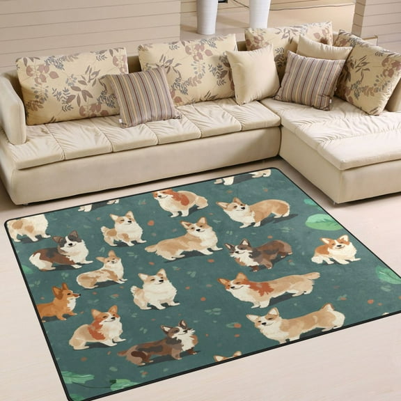 Cute Dogs Area Rug Washable 80 x 58 Floor Carpet Mat Non Slip for Bedroom Living Room Home Decor