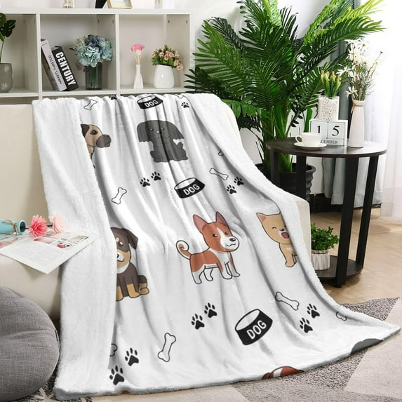 Cute Dogs Blanket,Comfortable Soft Flannel Throw Blanket,All Season,Warm Lightweight Blankets for Sofa Bed Couch Living Room Chair,40"x50"