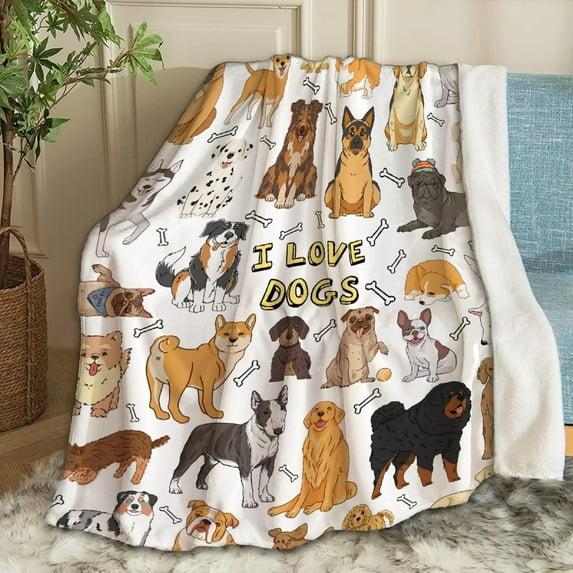 Cute Dogs Blanket Gifts Plush Fuzzy Cozy Soft Lightweight Blankets for Couch Air-Conditioning Quilts Decor Blanket for Chirstmas Gifts 50"x40" for Kids