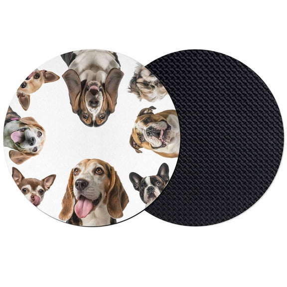 Cute Dogs Coasters Set of 2, Absorbent Coasters for Drinks, Animals Gypsies Bulldog Cattledogs Modern Art Coaster for Desk Coffee Table Protection, Home Decor House Warming Gifts 4"