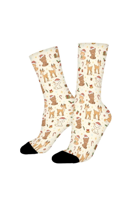 Cute Dogs Deers Cats Funny Novelty Crew Socks for Women Men Sports