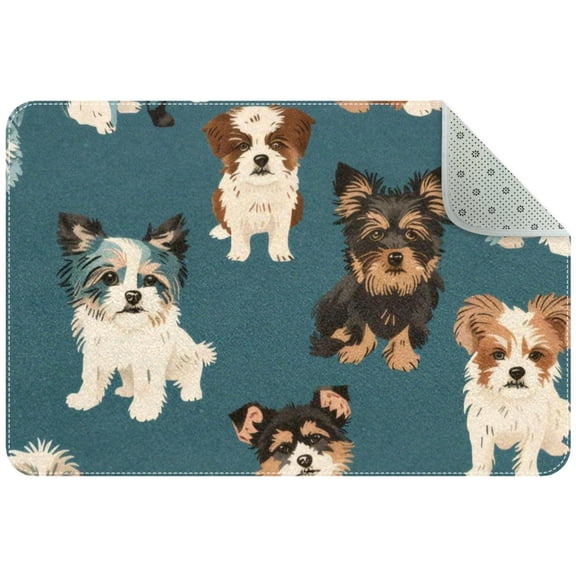 Cute Dogs Entryway Rug, 2x3 Area Rug Indoor Door Mat Non-slip Washable Floor Carpet Rug for Bedroom Office Dining Room Bathroom