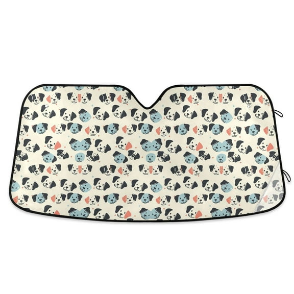 Cute Dogs Face Car Windshield Sun Shade Foldable Car Front Window Visor Heat and UV Protection 53x23.5