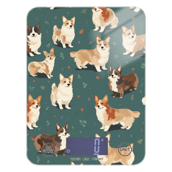 Cute Dogs Food Scale Digital Kitchen Scale Waterproof Tempered Glass Tare Function 11 lb for Baking Cooking Meal Prep