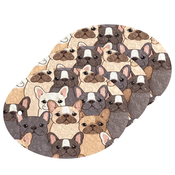 Cute Dogs Frenchie Cellulose Cleaning Sponge Set 3 Pack Compressed Kitchen Scrubber for Dishes