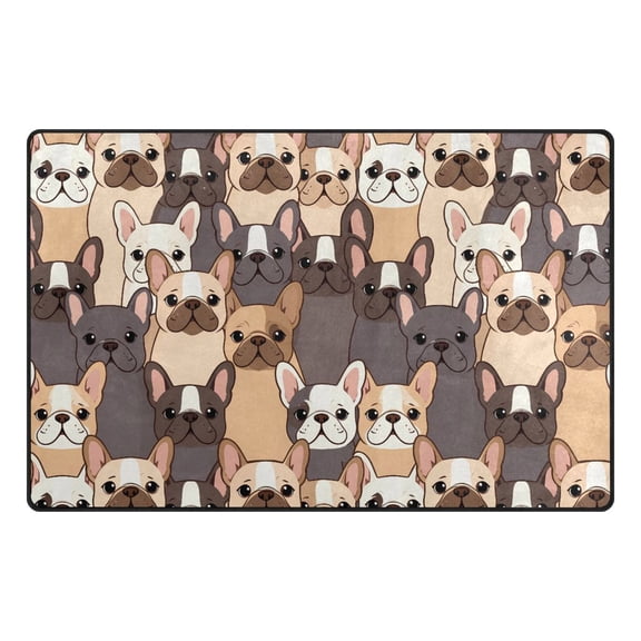 Cute Dogs Frenchie Memory Foam Area Rug 31"x20" Non Slip, Absorbent, Fade Proof for Living Room, Bedroom, Office