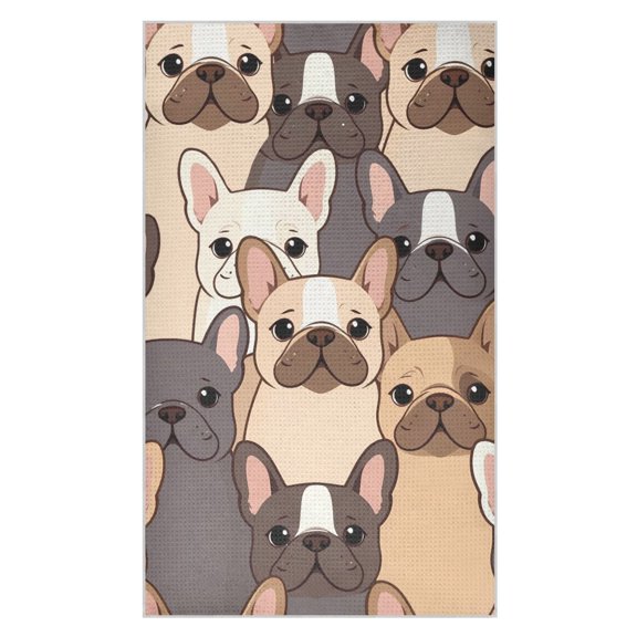 Cute Dogs Frenchie Waffle Kitchen Towels 18x30 in Soft Absorbent Quick Dry Dishcloths