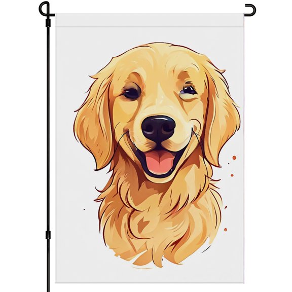 Cute Dogs Garden Flag for Outdoor for Farmhouse Balcony - Double-Colored Simple Brushstrokes Cute Dog Face Camper Decorations - Durable Colorful Cartoon Animated Decoration 28x40inch
