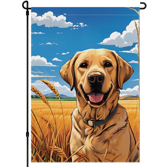 Cute Dogs Garden Flags for Outdoor for Yard Lawn Farmhouse Deco - Double-Side Puppy Stickers Colorful Cartoon Cute Dog Face Outdoor Garden Flags - Happy Smile Golden Retriever House Flag 28x40inch