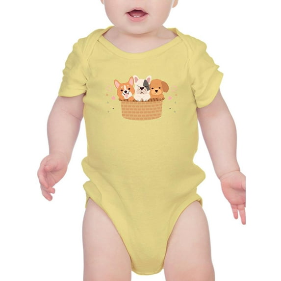 Cute Dogs In Basket Bodysuit Infant -Image by Shutterstock, 18 Months