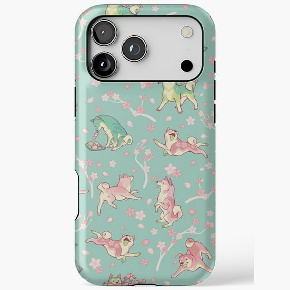 Cute Dogs In Mint Bubble Tea Art iPhone Case 17 through 11 Pro Max