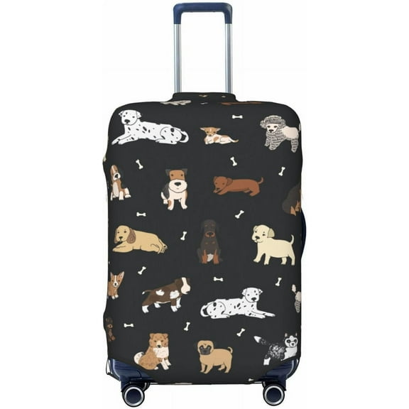 Cute Dogs Luggage Suitcase Covers Elastic Washable Luggage Protector Travel Suitcase Protective Cover For Kid And Adult, S (Fit 18-21 Inch Luggage)