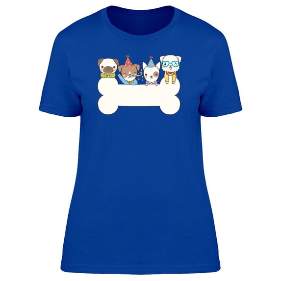 Cute Dogs Party And Big Bone T-Shirt Women -Image by Shutterstock, Female x-Large