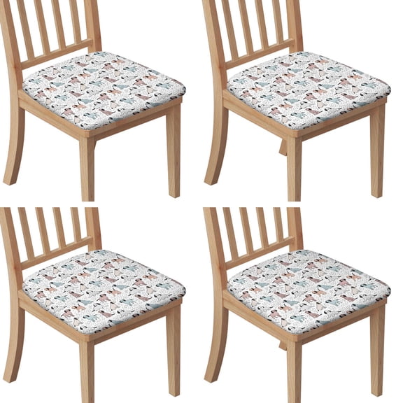 Cute Dogs Pattern Seat Covers for Dining Room Chairs Set Of 4,Stretch Printed Washable Chair Seat Cover with Elastic Ties and Button,Removable Waterproof Couch Cushion Covers
