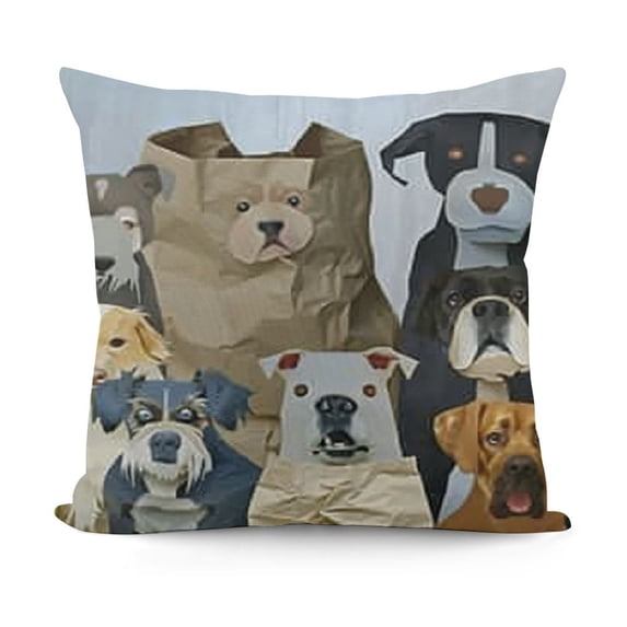 Cute Dogs Pillow Cover Animals Funny Curious Cartoon Dogs Lover Colorful Decorative Pillow Case Home Decor Square Pillowcase