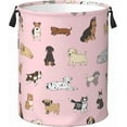 thumbnail image 1 of Cute Dogs Pink Laundry Hamper Bag With Waterproof Liner - Round Laundry Basket Foldable Clothes Storage Organizer For Bathroom Bedroom Nursery Dorm, 1 of 10