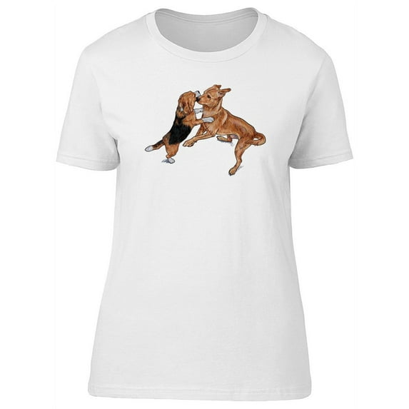 Cute Dogs Playing Tee Women's -Image by Shutterstock