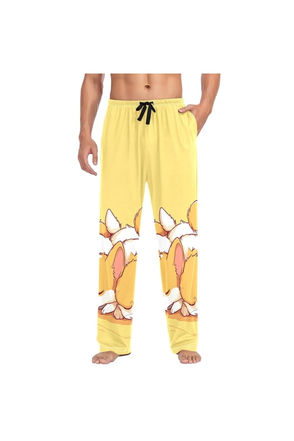 Cute Dogs Sleeping Mens Cotton Pajama Pant Sleep and Lounge Bottons with Pockets