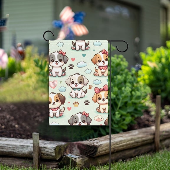 Cute Dogs and Claws Garden Flag Double Sided Outdoor Banners for Courtyard Outdoor Lawn Farmhouse Holiday Decorations