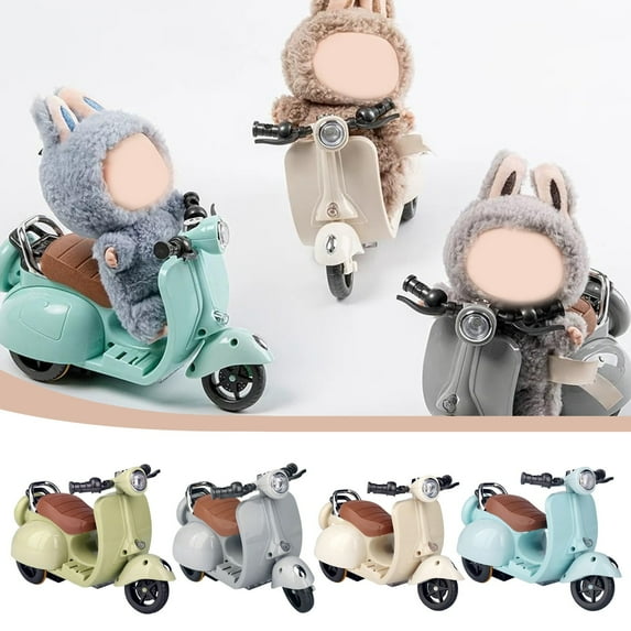 Cute Doll's Electric Ride-On Scooter, Battery Powered Vespa Style Motorcycle with Headlight, Music, Motorcycle Toys for Doll, Indoor & Outdoor Toy,, 4.92 Inch, Green
