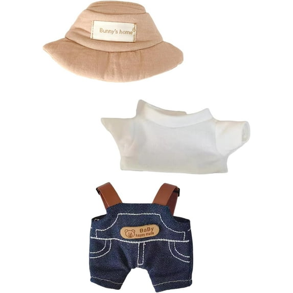 Cute Dolll Clothes Suit for 17cm Kawaii Dolls, Doll Outfit Accessories Set with Hat Shirt Pants for Birthday Gifts
