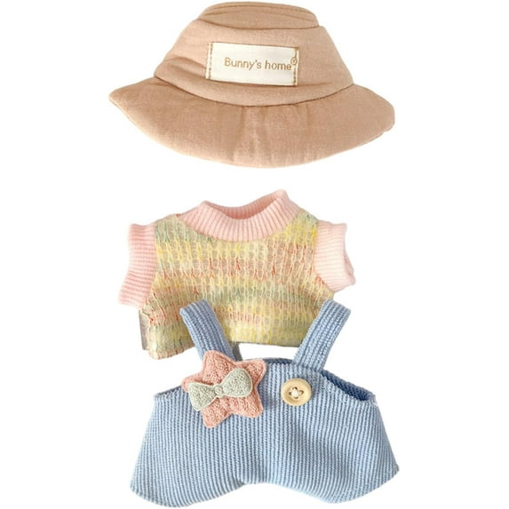 Cute Dolll Clothes Suit for 17cm Kawaii Dolls, Doll Outfit Accessories Set with Hat Shirt Pants for Birthday Gifts