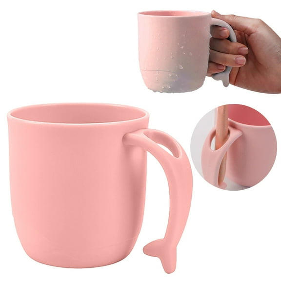 Cute Dolphin Mouthwash Cup,Multi-Purpose Toothbrush Holder and Drinking Cup for Bathroom - Cherry Blossom Pink