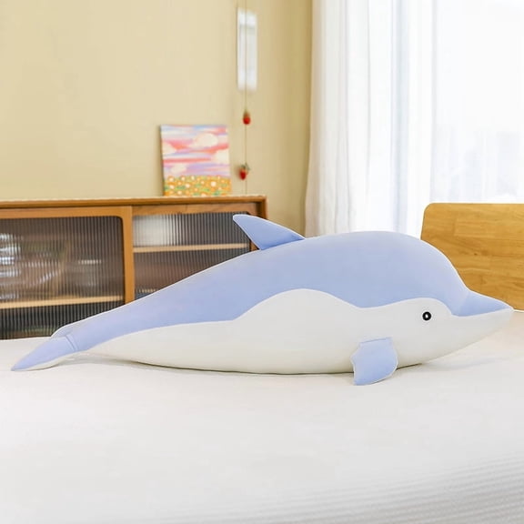 Cute Dolphin Plush Pillow, Soft Dolphin Stuffed Animal Toy, Cozy Hugging Plush Doll, Fluffy Marine Plush Figure, Relaxing Sleep Pillow Cushion, Adorable Gift for Home Décor
