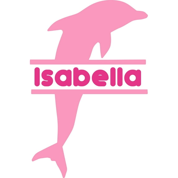 Cute Dolphin Sea Animal Silhouette Customized Wall Decal - Custom Vinyl Wall Art - Personalized Name - Baby Girls Boys Kids Bedroom Wall Decal Room Decor Wall Stickers Decoration Size (40x20 inch)