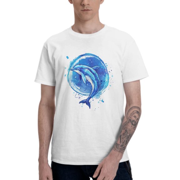 Cute Dolphin T-Shirt for Men Cotton 100% Summer Tops Women Fashion Casual Short Sleeves Round Collar Short-Sleeve Couple Top Tees