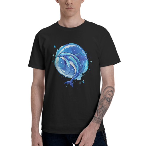 Cute Dolphin T-Shirt for Men Cotton 100% Summer Tops Women Fashion Casual Short Sleeves Round Collar Short-Sleeve Couple Top Tees