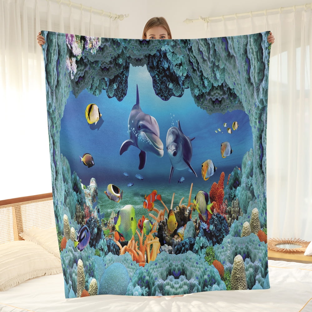 Cute Dolphin Throw Blanket Just A Girl Who Loves Dolphins Ultra Soft