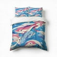 thumbnail image 1 of Cute Dolphins Bedding Set 3 Pcs Soft Microfiber Quilt Cover For Bedroom Decor, Comforter Cover With 2 Pillowcase, 1 of 5