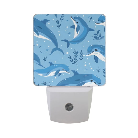 Cute Dolphins and Seaweed Night Light 2 Pack LED Nightlight Plug into Wall Dusk to Dawn Sensor Soft White