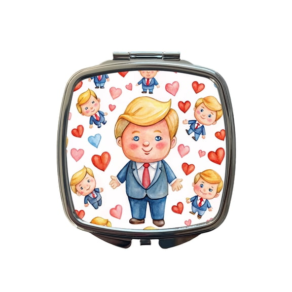 Cute Donald Trumps Hearts Travel Makeup Handbag Purse Small Pocket Compact Mirror